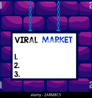 Scrittura testo mercato virale. Foto concettuale le informazioni relative a un prodotto si diffonde tra mostra Whiteboard telaio rettangolo spazio vuoto attache Foto Stock