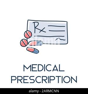 prescrizione medica minimalista disegno a mano medic piatto icona illustrartion Illustrazione Vettoriale
