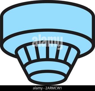 Rilevatore di fumo, icona della linea di colore piatta del sistema di allarme. Illustrazione Vettoriale