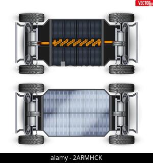 Telaio per auto elettrica con batteria Illustrazione Vettoriale