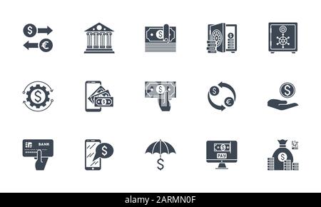 Banking set di icone. Vettore correlati glifo icone. Illustrazione Vettoriale
