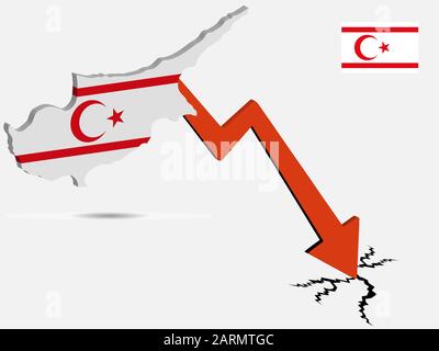 Repubblica turca di Cipro settentrionale crisi economica vettore illustrazione EPS 10 Illustrazione Vettoriale