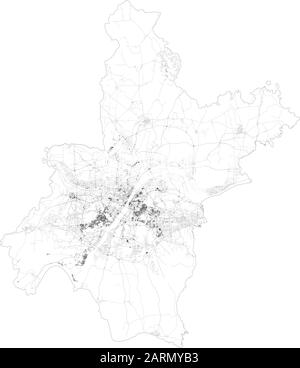 Mappa satellitare di Wuhan, Jiang An District, Hubei, Cina città e strade, edifici e strade di collegamento. Mappa. Coronavirus Illustrazione Vettoriale