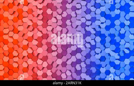 sfondo geometrico con corallo esagonale e figure di colore blu. rendering immagine 3d. Foto Stock
