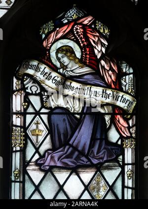 Angel vetrate, St. Andrew`s Church, Broughton, Northamptonshire, Inghilterra, Regno Unito Foto Stock