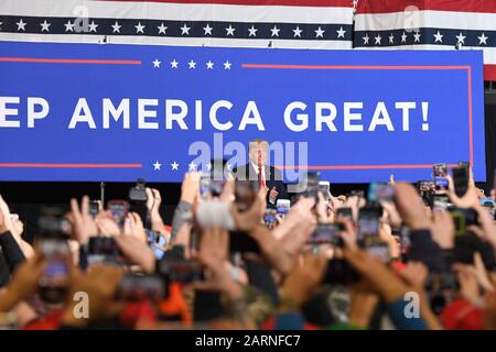 Wildwood, NEW JERSEY, STATI UNITI - 28 GENNAIO 2020:il presidente Donald J. Trump parla durante un raduno di campagna al Wildwood Convention Center il 28 gennaio 2020 a Wildwood, New Jersey. Foto Stock