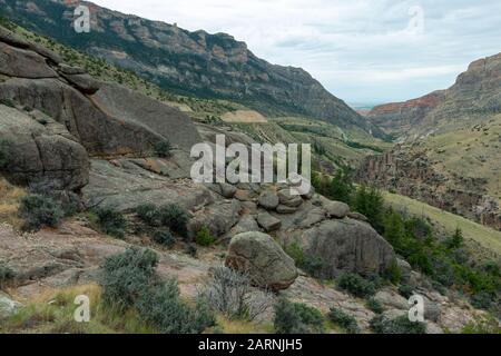 Massi di Shell Canyon nel Wyoming, Stati Uniti Foto Stock