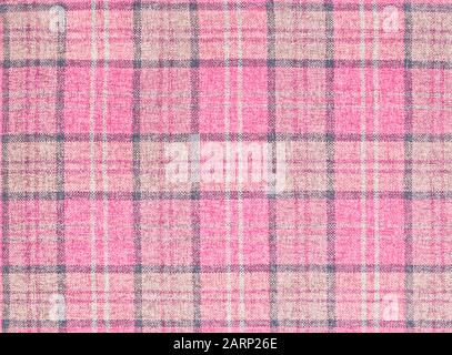 Tessuto dal design scozzese rosa, motivo a plaid sullo sfondo Foto Stock