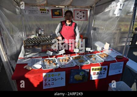 Mercato tradizionale nel distretto di Sanmachi-Suji, Takayama Foto Stock