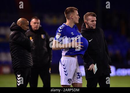 Oldham, Regno Unito. 28th Gen 2020. Oldham, INGHILTERRA - GENNAIO 28th Tom Hamer di Oldham Athletic durante la partita Sky Bet League 2 tra Oldham Athletic e Mansfield Town al Boundary Park, Oldham Martedì 28th Gennaio 2020. (Credit: Eddie Garvey | Mi News) Credit: Mi News & Sport /Alamy Live News Foto Stock