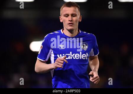 Oldham, Regno Unito. 28th Gen 2020. Oldham, INGHILTERRA - GENNAIO 28th Tom Hamer di Oldham Athletic durante la partita Sky Bet League 2 tra Oldham Athletic e Mansfield Town al Boundary Park, Oldham Martedì 28th Gennaio 2020. (Credit: Eddie Garvey | Mi News) Credit: Mi News & Sport /Alamy Live News Foto Stock