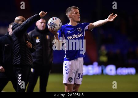 Oldham, Regno Unito. 28th Gen 2020. Oldham, INGHILTERRA - GENNAIO 28th Tom Hamer di Oldham Athletic durante la partita Sky Bet League 2 tra Oldham Athletic e Mansfield Town al Boundary Park, Oldham Martedì 28th Gennaio 2020. (Credit: Eddie Garvey | Mi News) Credit: Mi News & Sport /Alamy Live News Foto Stock