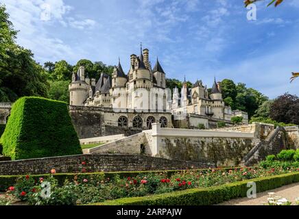 Francia, Indre et Loire, Valle della Loira dichiarata Patrimonio dell'Umanità dall'UNESCO, Rigny Usse, i giardini di Chateau d'Usse, il cast Di Ispirazione medievale e rinascimentale Foto Stock