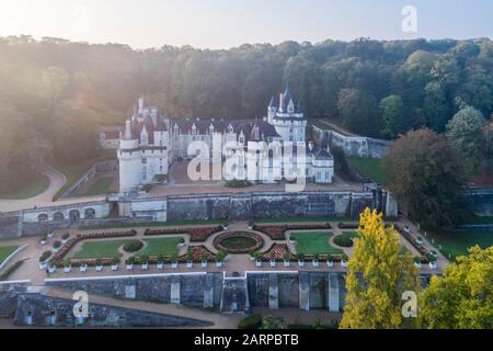 Francia, Indre et Loire, Valle della Loira dichiarata Patrimonio Mondiale dall'UNESCO, Rigny Usse, Chateau d'Usse giardini, castello e i giardini francesi nel mese di ottobre Foto Stock