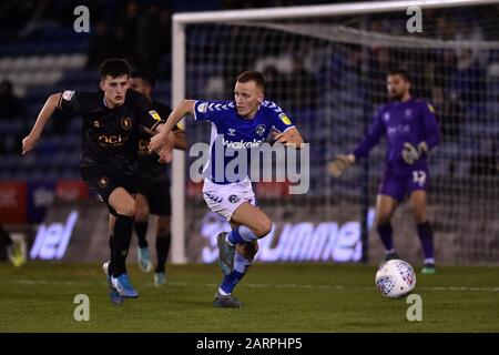 Oldham, Regno Unito. 28th Gen 2020. Oldham, INGHILTERRA - GENNAIO 28th Tom Hamer di Oldham Athletic durante la partita Sky Bet League 2 tra Oldham Athletic e Mansfield Town al Boundary Park, Oldham Martedì 28th Gennaio 2020. (Credit: Eddie Garvey | Mi News) Credit: Mi News & Sport /Alamy Live News Foto Stock