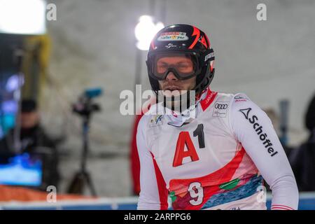 Schladming, Austria. 28th Gen 2020. Michael MATT d'Austria al - The Nightrace Schladming il 28 gennaio 2020 a Schladming, . Credit: Thomas Reiner/Espa/Alamy Live News Credit: Agenzia Fotografica Sportiva Europea/Alamy Live News Foto Stock