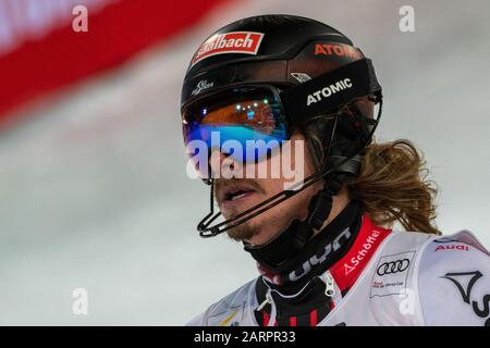Schladming, Austria. 28th Gen 2020. Manuel FELLER d'Austria al - The Nightrace Schladming il 28 gennaio 2020 a Schladming, . (Foto Di Thomas Reiner/Espa-Images) Credito: Agenzia Fotografica Europea Per Lo Sport/Alamy Live News Foto Stock