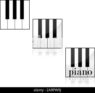 Insieme di icone che mostrano alcuni tasti del piano utilizzando stili diversi Illustrazione Vettoriale