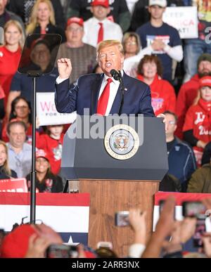 Wildwood, New Jersey - 28 gennaio 2020: Il presidente degli Stati Uniti Donald J. Trump parla durante i rally elettorali al Wildwood Convention Center Foto Stock