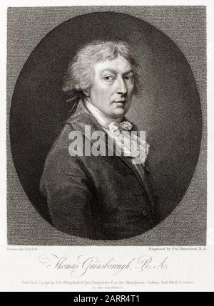 Thomas Gainsborough (1727-1788), autoritratto, incisione e stampa di Francesco Bartolozzi, 1787-1815 Foto Stock