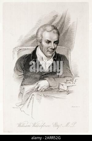 William Wilberforce (1759-1833), abolizionista britannico anti-schiavo, incisione ritratto, 1800-1900 Foto Stock