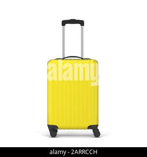 Valigia da viaggio in plastica. illustrazione 3d isolata su sfondo bianco Foto Stock