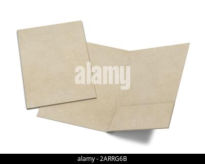 Mockup cartella carta vuota. illustrazione 3d isolata su sfondo bianco Foto Stock