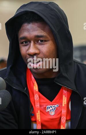 Miami, Stati Uniti. 29th Gen 2020. Kansas City Chiefs Wide Receiver Sammy Watkins durante il Super Bowl LIV Kansas City Chiefs, la disponibilità dei media si è tenuta presso il JW Marriott di Miami, Florida, il 29 gennaio 2020. (Foto Di Anthony Behar/Sipa Usa) Credito: Sipa Usa/Alamy Live News Foto Stock