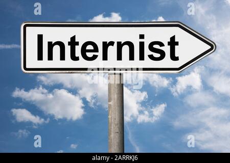 Foto di dettaglio di un cartello con l'iscrizione Internist Foto Stock