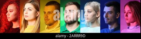 Collage di persone con diversi colori delle loro auras Foto Stock