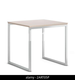 Tavolo moderno minimalista con gambe metalliche. illustrazione 3d isolata su sfondo bianco Foto Stock