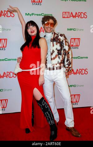 Siouxsie Q e Michael Vegas partecipano al video News AVN Awards per adulti 2020 al Joint Inside Hotel Hard Rock & Casino di Las Vegas, Nevada, USA, il 25 gennaio 2020. | utilizzo in tutto il mondo Foto Stock