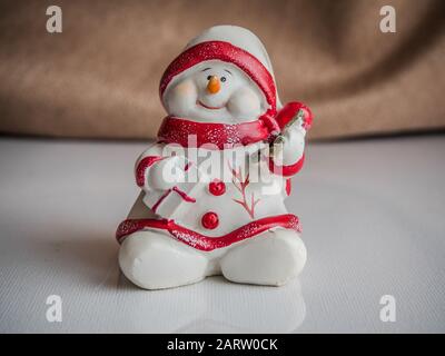 Statuetta di Natale di pupazzo di neve Foto Stock