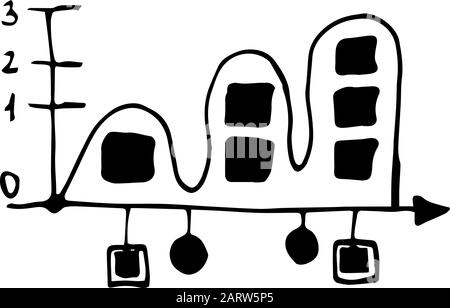 Grafico di crescita della vostra azienda. Illustrazione del contorno del vettore. Schema per il vostro business.Sketchy Elements.Hand disegnato frames.Abstract framework. Linea art. Illustrazione Vettoriale