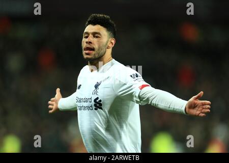 Londra, INGHILTERRA - GENNAIO 29TH Alex Oxlade-Chamberlain di Liverpool festeggia il suo secondo gol durante la partita della Premier League tra West Ham United e Liverpool allo stadio di Londra, Stratford mercoledì 29th gennaio 2020. (Credit: Leila Coker | MI News) La Fotografia può essere utilizzata solo per scopi editoriali di giornali e/o riviste, licenza richiesta per uso commerciale Credit: Mi News & Sport /Alamy Live News Foto Stock