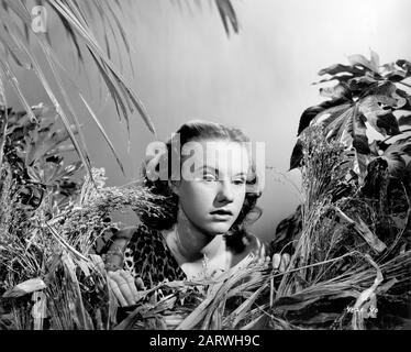 Peggy Ann Garner, set del film, 'Bomba, The Jungle Boy', Monogram Pictures, 1949 Foto Stock