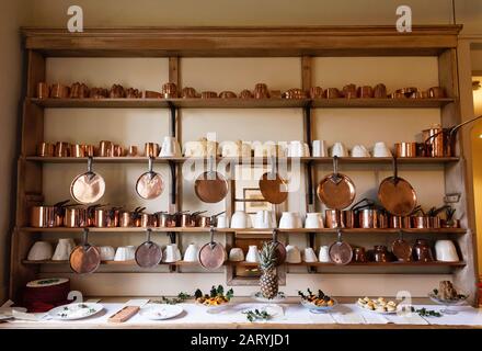 Cucina Vittoriana all'Audley End House, Essex, Regno Unito Foto Stock