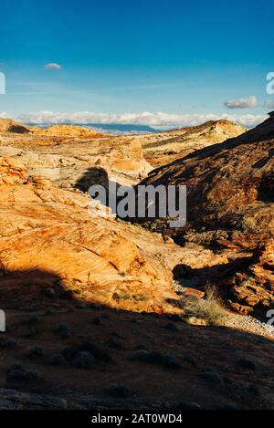 Vista Panoramica Della Cupola Di Silice Del Fire Canyon Nel Valley Of Fire State Park, Nevada, Stati Uniti Foto Stock