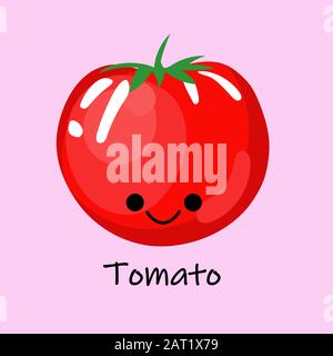 verdure carine di cartone animato con sorrisi su volti ed emozioni. Carte PER L'EDUCAZIONE DEI BAMBINI.carino carattere vegetale. Illustrazione del vettore isolata. Illustrazione Vettoriale