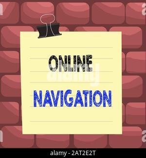 Scrittura A Mano Navigazione Online. Foto concettuale navigare in una rete di risorse informative nel Web linee carta raccoglitore clip cartone vuoto Foto Stock