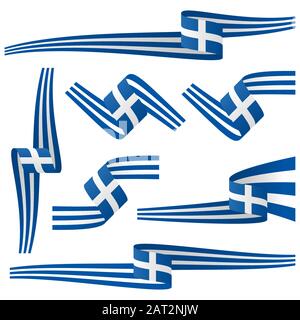 raccolta di sette diversi banner con i colori del paese greco Illustrazione Vettoriale