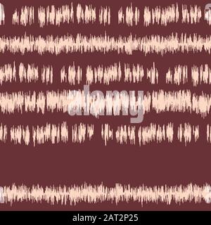 Motivo Vector Seamless A Strisce Orizzontali Irregolari Icat Con Colorante Marrone E Arancione. Primavera-Estate Boho Tradizionale Ripeti Stampa In Caldi Colori Terrosi Illustrazione Vettoriale