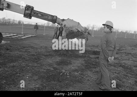 Scavo in gif su campo da golf (ex discarica) a Alphen Data: 21 novembre 1988 posizione: Alphen Parole Chiave: Escavatori, discariche Foto Stock