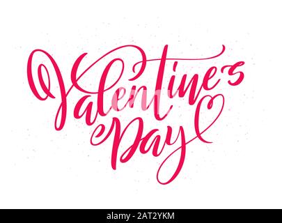 Happy San Valentino modello per biglietti d'auguri, stampa, adesivi con tipografia disegnata a mano. Scritte a mano isolate su sfondo bianco. Illustrazione vettoriale. Illustrazione Vettoriale