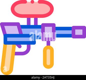Illustrazione Del Contorno Vettoriale Dell'Icona Della Pistola Paintball Illustrazione Vettoriale
