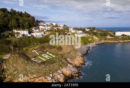 Eire Sign 7, Hawk Cliff, Dalkey, Irlanda Foto Stock