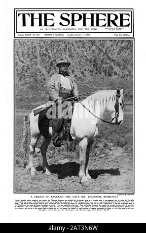 La copertura anteriore sfera - 11 gennaio 1919 il compianto MR Theodore Roosevelt a cavallo 4624 x 3038 pixel. 300 dpi Foto Stock