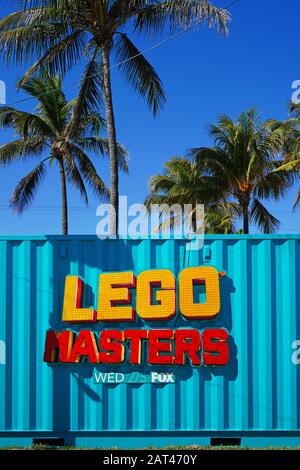Miami, FL -28 GEN 2020 - Vista dell'attrazione Lego Masters presso gli studi televisivi Superbowl LIV 54 FOX a Miami Beach. Foto Stock