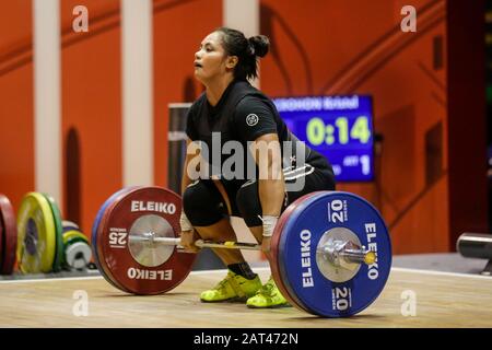 Roma, Italia, 30 Gen 2020, categoria 71 kg di macrohon kristel (phi) durante la Coppa del mondo di sollevamento pesi IWF 2020 - Weightlifting - Credit: LPS/Claudio Bosco/Alamy Live News Foto Stock