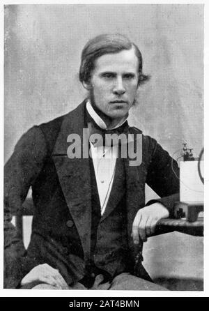 William Crookes (1832-1919), fisico britannico di 18 anni come assistente di Hofmann, ritratto stampa 1850 Foto Stock